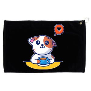 Coffee Cat Hollow Heart Grommeted Golf Towel