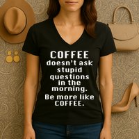 Coffee Doesn't Ask Stupid Questions Women's V-Neck T-Shirt
