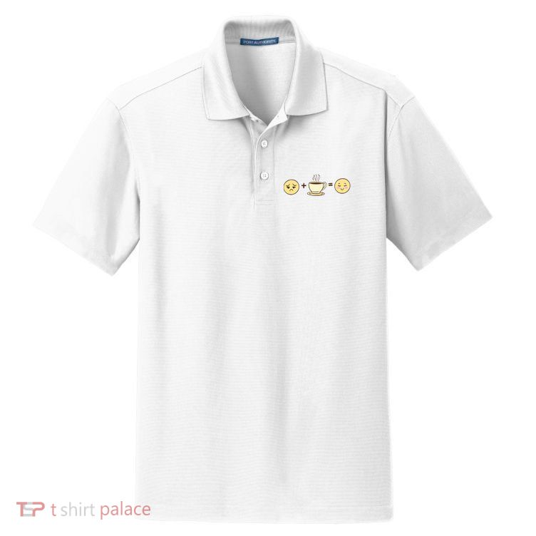 Coffee Emoji Dry Zone Grid Polo