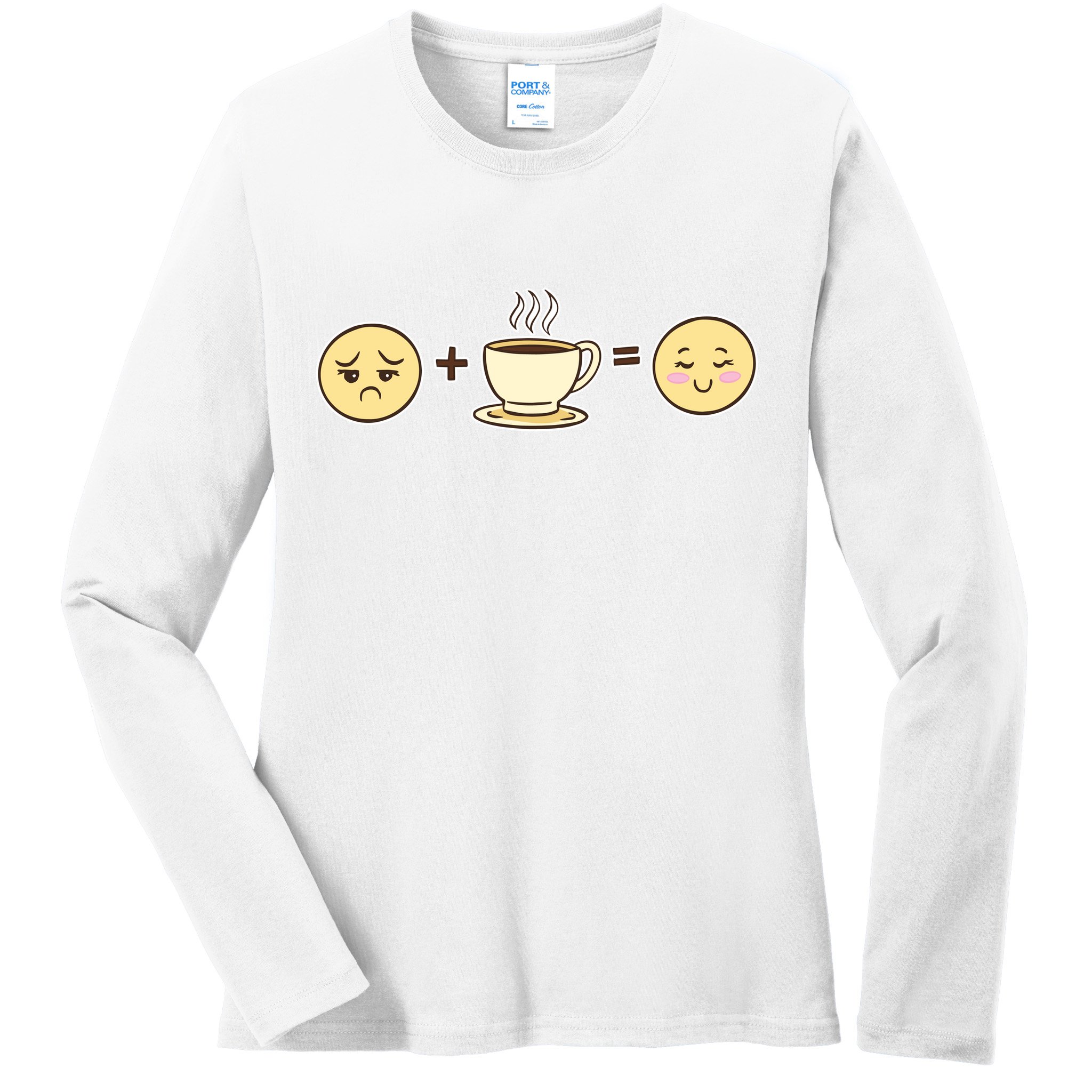 Coffee Emoji Ladies Long Sleeve Shirt