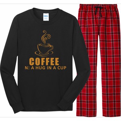 Coffee Hug In A Cup Funny Long Sleeve Pajama Set