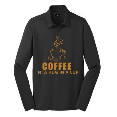 Coffee Hug In A Cup Funny Silk Touch Performance Long Sleeve Polo