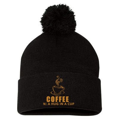 Coffee Hug In A Cup Funny Pom Pom 12in Knit Beanie