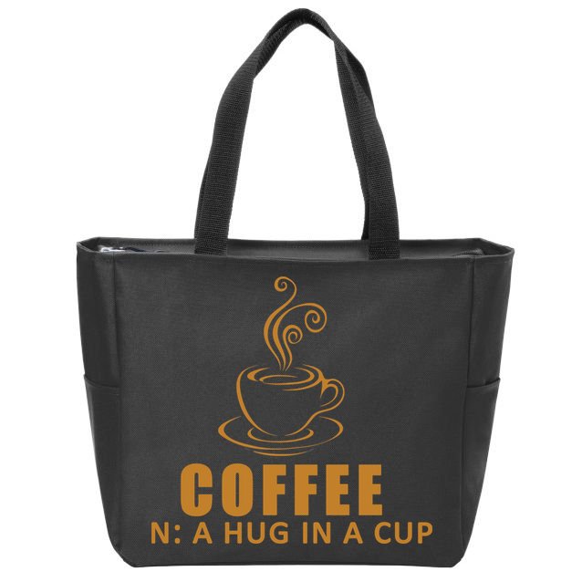 Coffee Hug In A Cup Funny Zip Tote Bag