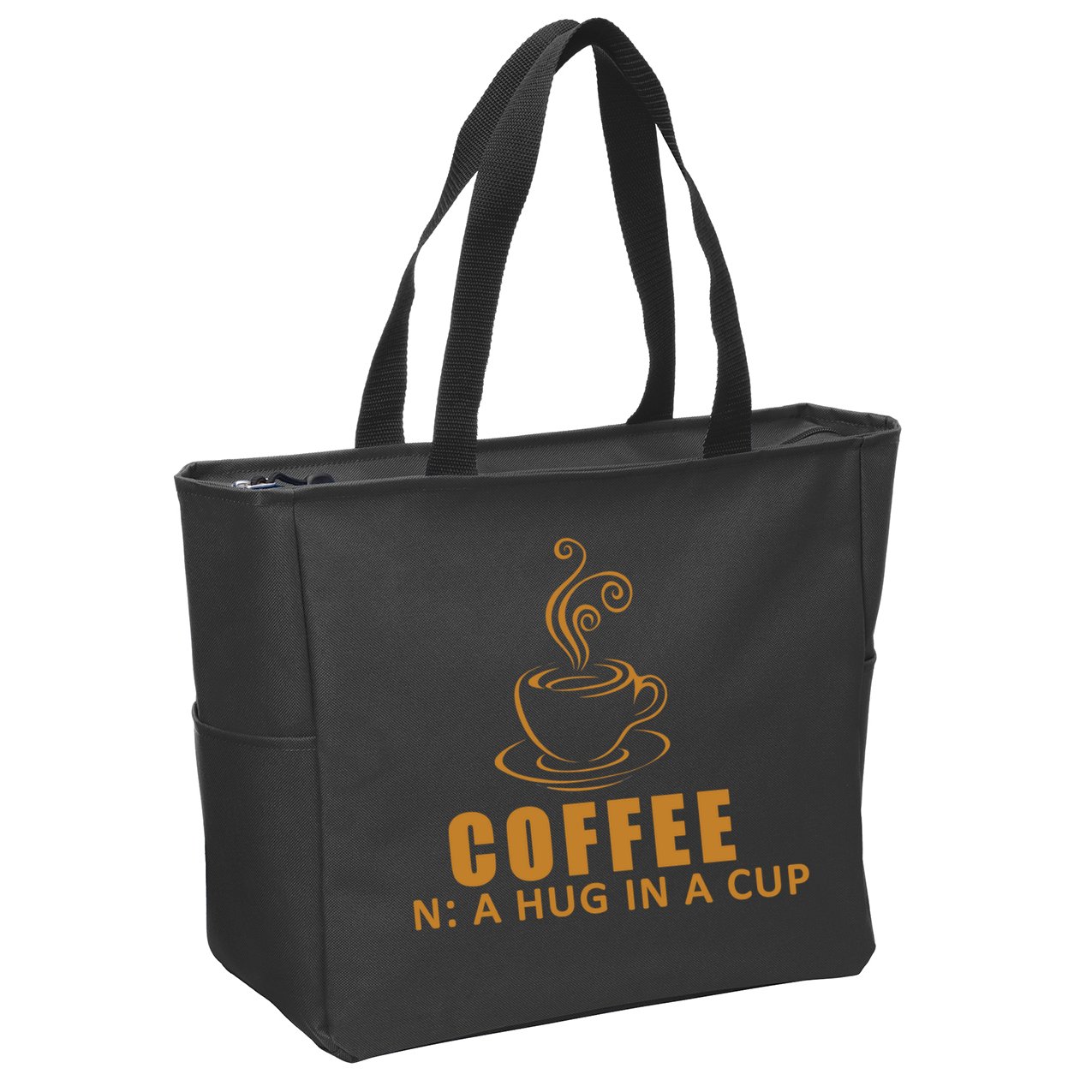 Coffee Hug In A Cup Funny Zip Tote Bag