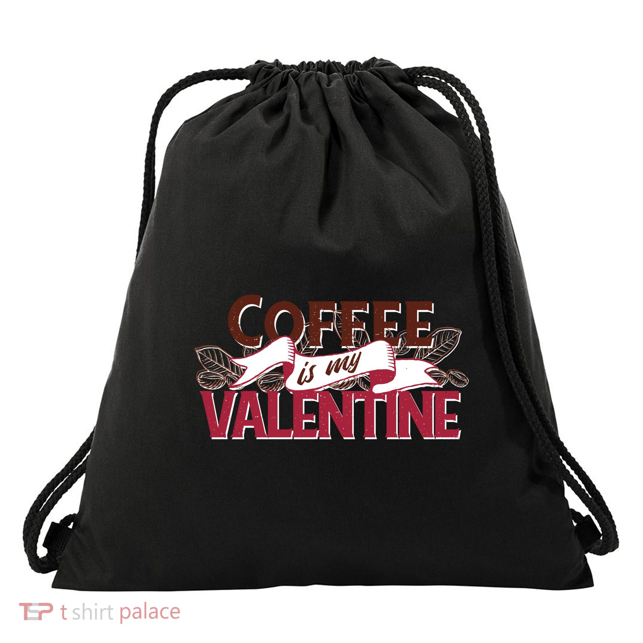 Coffee Is My Valentine Drawstring Bag