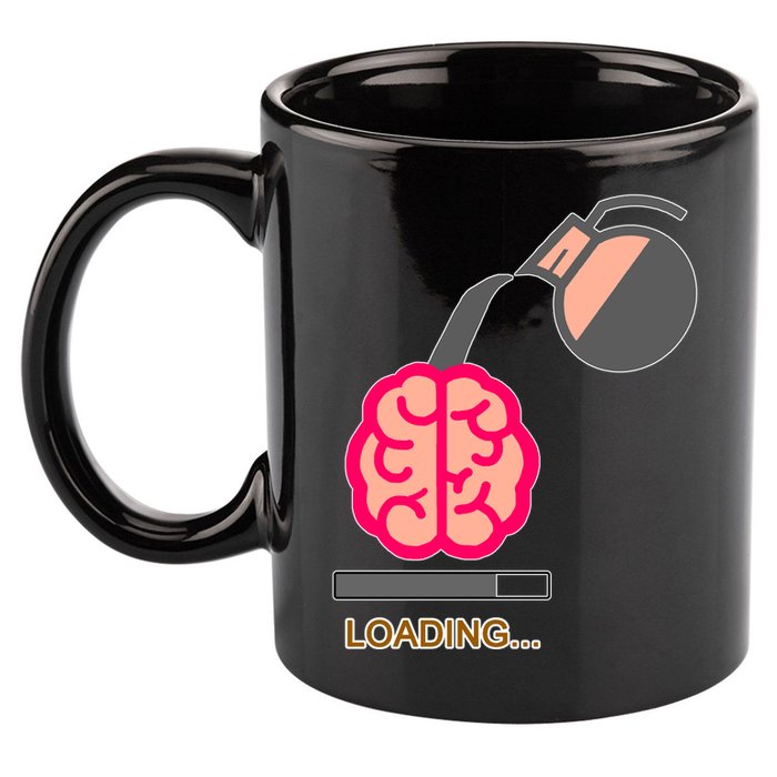 Coffee Loading Brain 11oz C Handle Ceramic Mug
