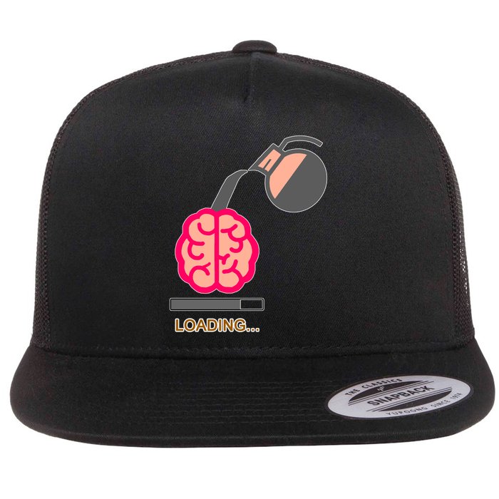 Coffee Loading Brain Flat Bill Trucker Hat
