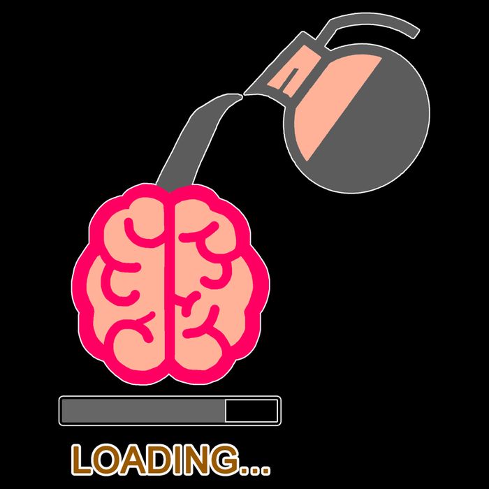 Coffee Loading Brain Flat Bill Trucker Hat