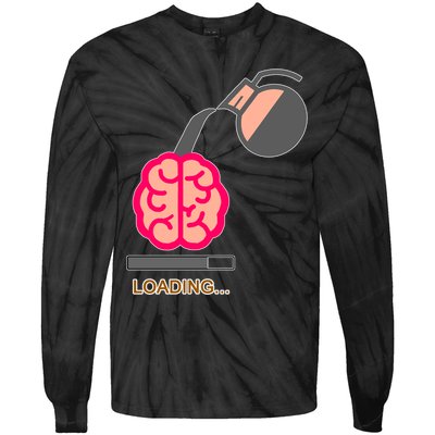Coffee Loading Brain Tie-Dye Long Sleeve Shirt