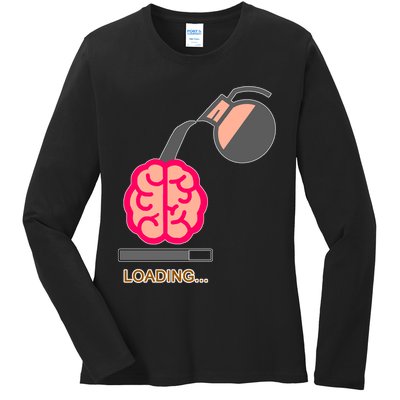 Coffee Loading Brain Ladies Long Sleeve Shirt