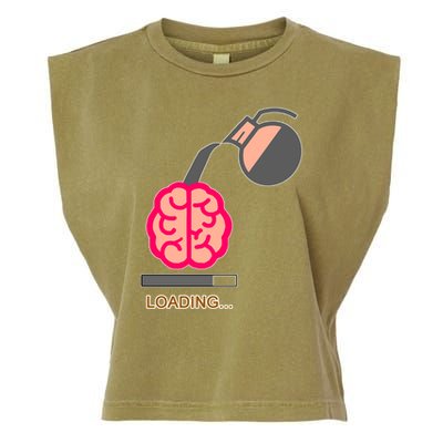 Coffee Loading Brain Garment-Dyed Women's Muscle Tee