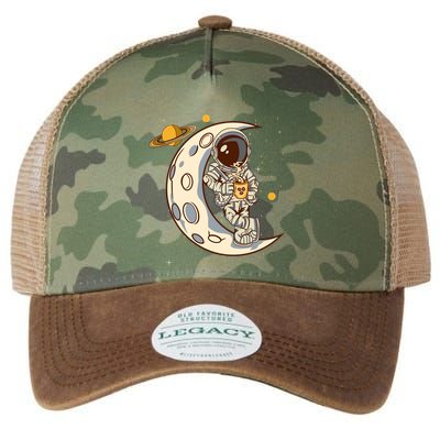 Coffee Loving Space Astronaut Moon Crest Legacy Tie Dye Trucker Hat