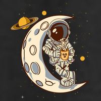Coffee Loving Space Astronaut Moon Crest Garment-Dyed Fleece Hoodie