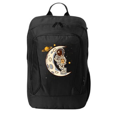 Coffee Loving Space Astronaut Moon Crest City Backpack