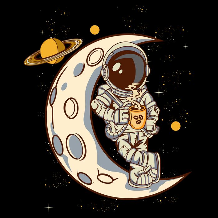 Coffee Loving Space Astronaut Moon Crest Impact Tech Backpack