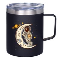 Coffee Loving Space Astronaut Moon Crest 12oz Stainless Steel Coffee Mug