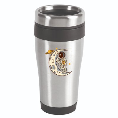 Coffee Loving Space Astronaut Moon Crest 16oz Travel Tumbler