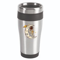 Coffee Loving Space Astronaut Moon Crest 16oz Travel Tumbler