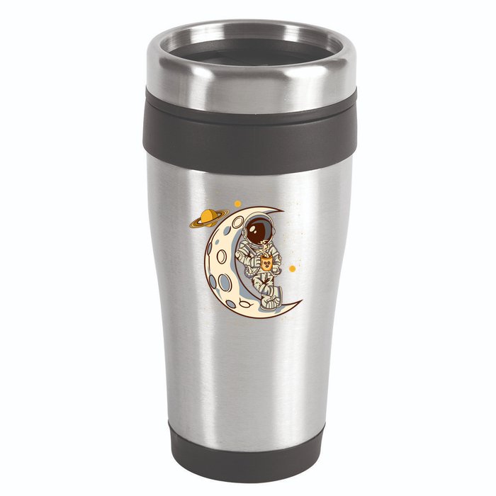 Coffee Loving Space Astronaut Moon Crest 16oz Travel Tumbler