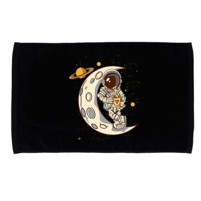 Coffee Loving Space Astronaut Moon Crest Microfiber Hand Towel