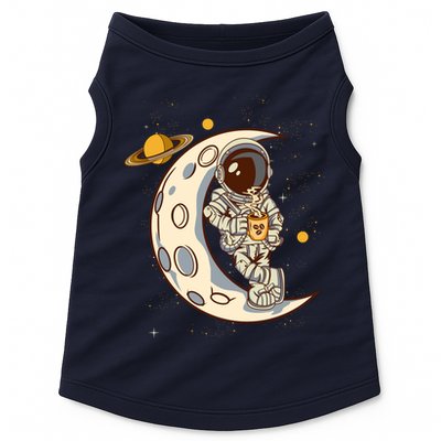 Coffee Loving Space Astronaut Moon Crest Doggie Tank