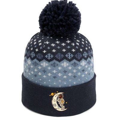 Coffee Loving Space Astronaut Moon Crest The Baniff Cuffed Pom Beanie