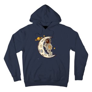 Coffee Loving Space Astronaut Moon Crest Hoodie