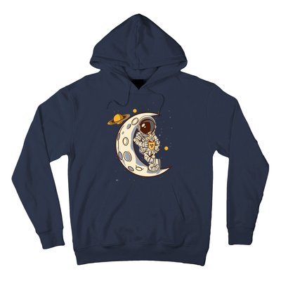 Coffee Loving Space Astronaut Moon Crest Hoodie