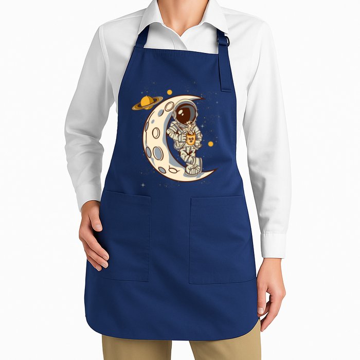 Coffee Loving Space Astronaut Moon Crest Apron