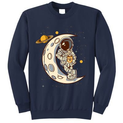 Coffee Loving Space Astronaut Moon Crest Sweatshirt