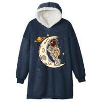 Coffee Loving Space Astronaut Moon Crest Hooded Wearable Blanket