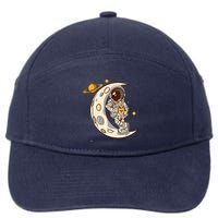 Coffee Loving Space Astronaut Moon Crest 7-Panel Snapback Hat