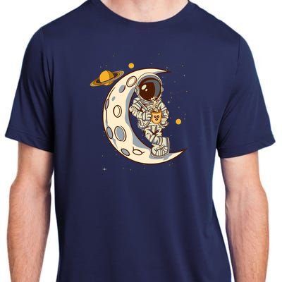 Coffee Loving Space Astronaut Moon Crest Adult ChromaSoft Performance T-Shirt