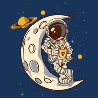 Coffee Loving Space Astronaut Moon Crest Drawstring Bag