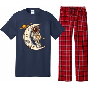 Coffee Loving Space Astronaut Moon Crest Pajama Set