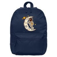 Coffee Loving Space Astronaut Moon Crest 16 in Basic Backpack