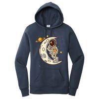 Coffee Loving Space Astronaut Moon Crest Women's Pullover Hoodie