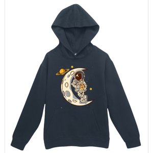 Coffee Loving Space Astronaut Moon Crest Urban Pullover Hoodie