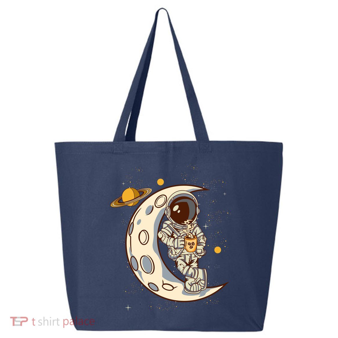 Coffee Loving Space Astronaut Moon Crest 25L Jumbo Tote