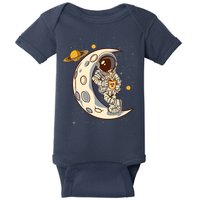 Coffee Loving Space Astronaut Moon Crest Baby Bodysuit