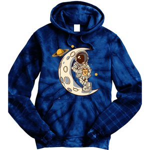 Coffee Loving Space Astronaut Moon Crest Tie Dye Hoodie