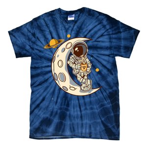 Coffee Loving Space Astronaut Moon Crest Tie-Dye T-Shirt