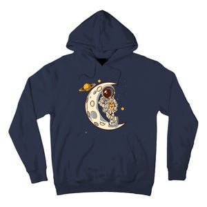 Coffee Loving Space Astronaut Moon Crest Tall Hoodie