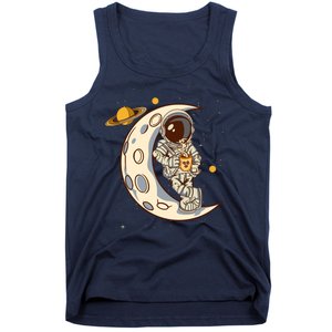 Coffee Loving Space Astronaut Moon Crest Tank Top