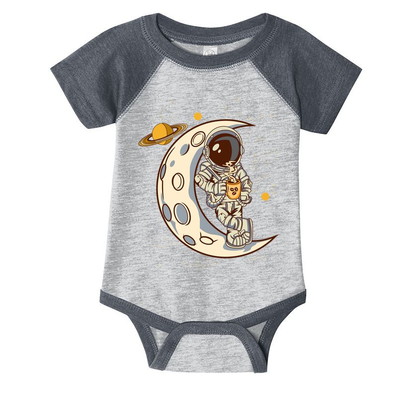 Coffee Loving Space Astronaut Moon Crest Infant Baby Jersey Bodysuit