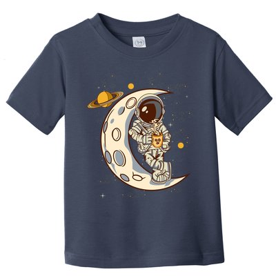 Coffee Loving Space Astronaut Moon Crest Toddler T-Shirt