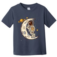 Coffee Loving Space Astronaut Moon Crest Toddler T-Shirt