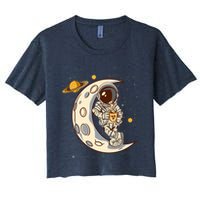 Coffee Loving Space Astronaut Moon Crest Crop Top