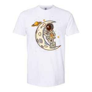 Coffee Loving Space Astronaut Moon Crest Softstyle CVC T-Shirt